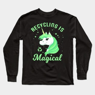 Recycling is Magical Unicorn Earth Day Long Sleeve T-Shirt